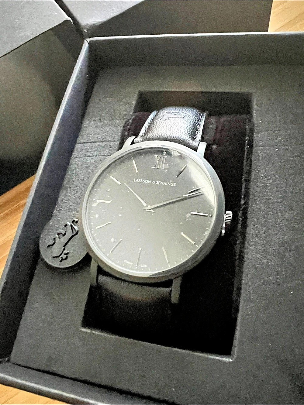 Larsson & Jennings Lugano Black-on-Black Leather Watch